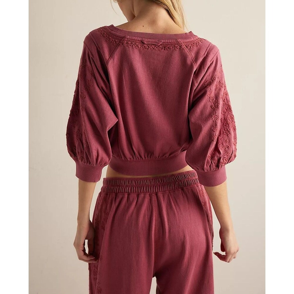 Free People Intimately Feeling Special Pullover Blouse Top Embroidered S 286453 - Picture 4 of 9